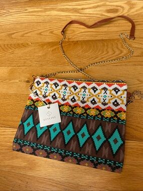 NWT Turquoise & Brown Aztec Bag